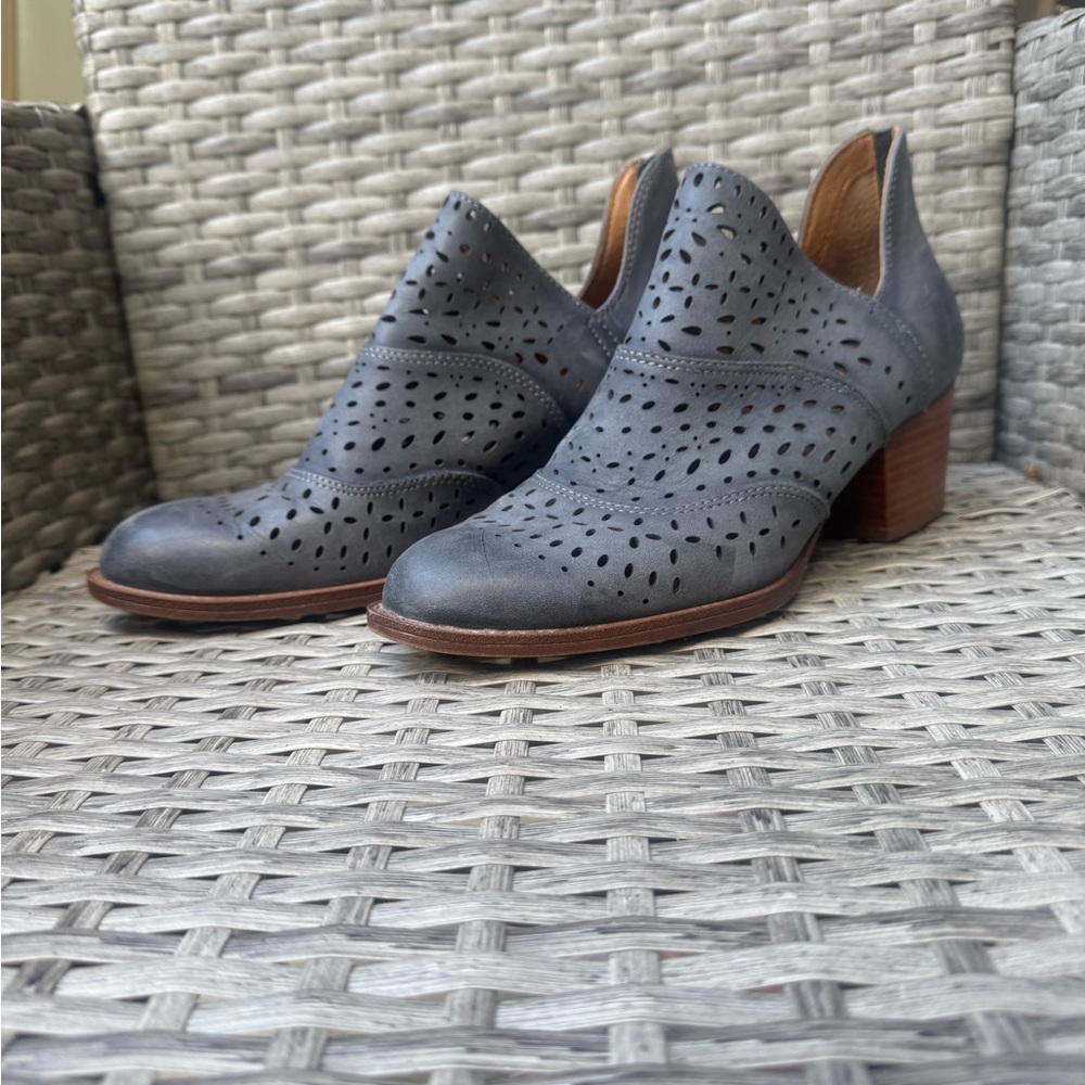 Sofft Gray Perforated Heeled Boots